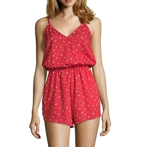 Arizona nean Co. red floral romper sz XL - Picture 1 of 10